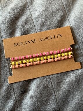 Roxanne Assoulin Pink, Yellow & Peach Beaded Bracelet Trio